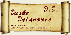 Duško Dulanović vizit kartica